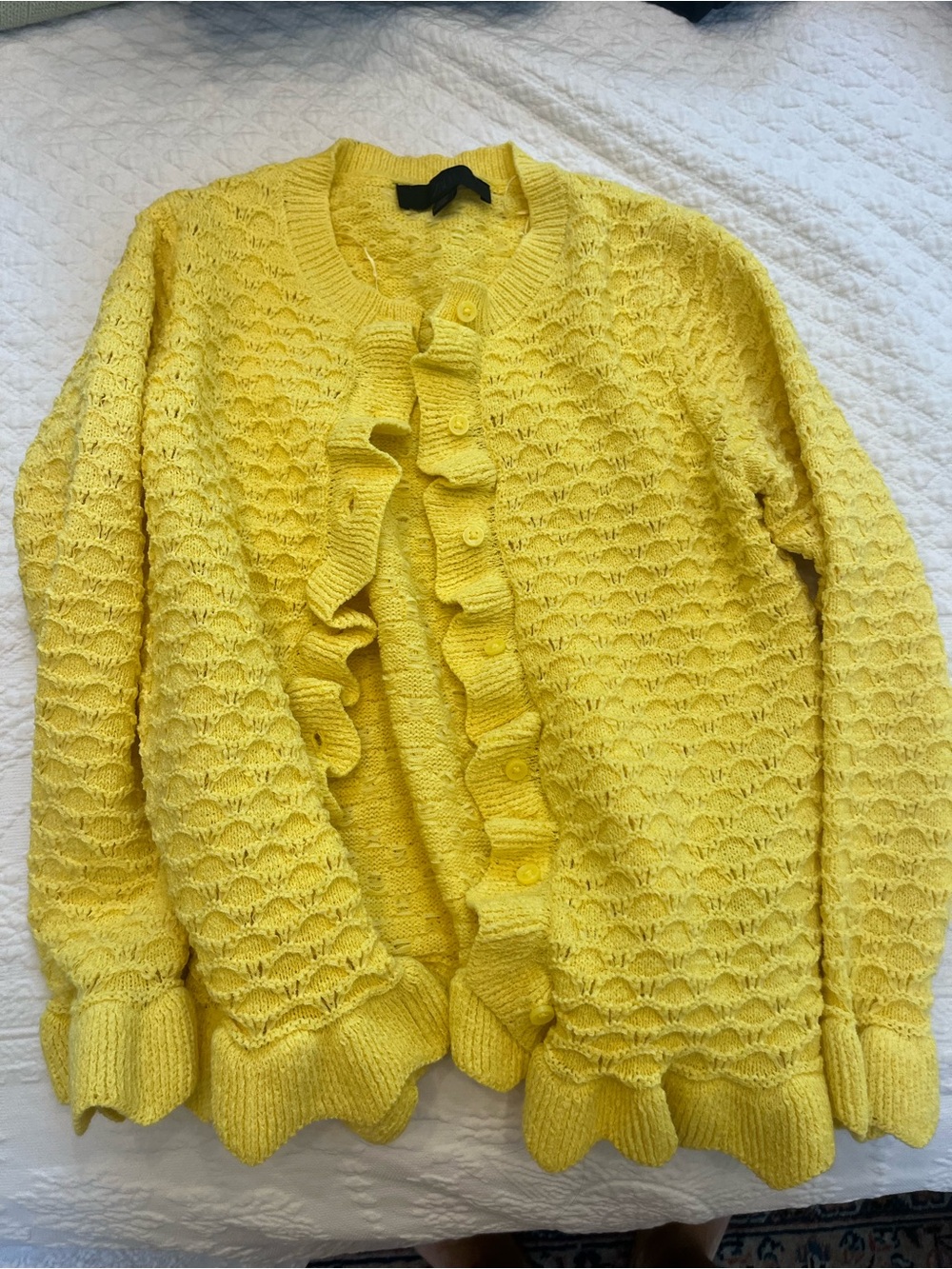 Yellow Ruffle Knit Cardigan Sweater - Women S Zara